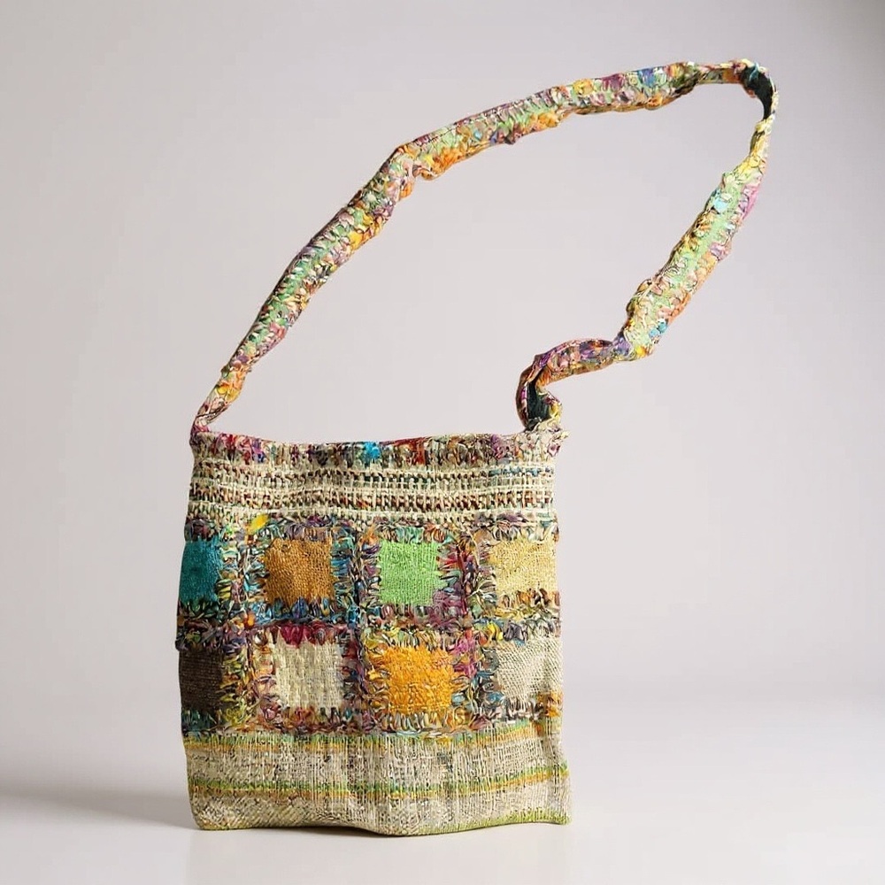 🌈 Boho Patchwork Festival Sling Bag Handmade Nepal Crossbody Hippie Purse